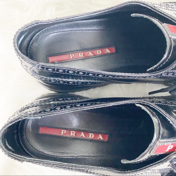 Prada Patent Leather Wingtip Brogue Dress Shoes - Picture 4 of 9